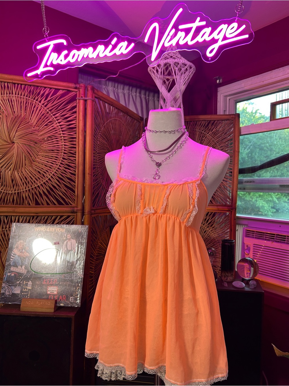 Victoria's Secret Y2K Peach Orange Lace Babydoll Chemise